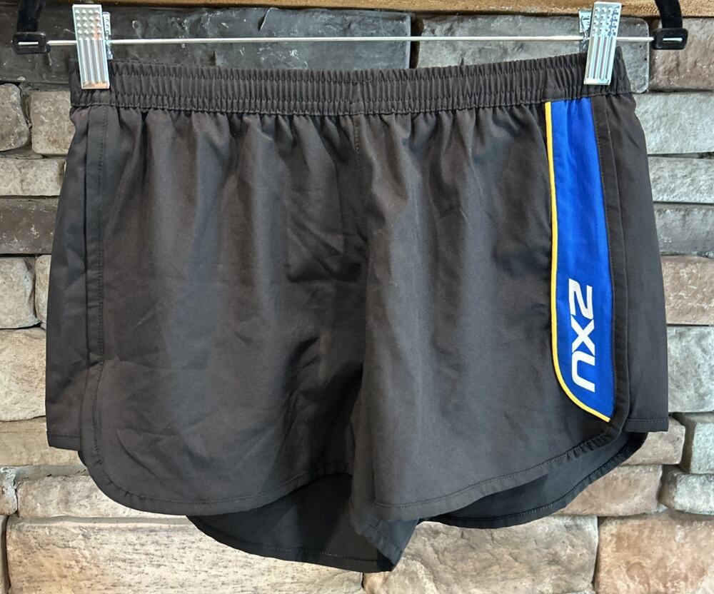 Women’s 2XU Black/Blue/Yellow Lined Athletic Shorts Size S *A7